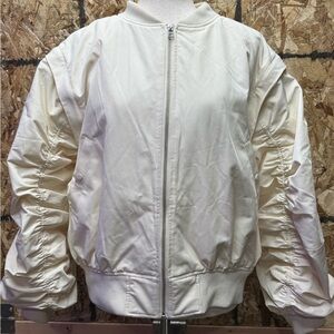Women's Convertible Cream Bomber Jacket